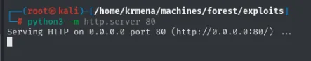 python3 -m http.server 80 sirviendo el directorio donde está SharpHound.ps1
