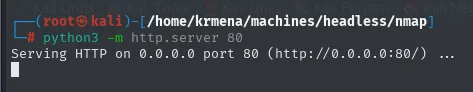el servidor HTTP del atacante levantado en el puerto 80, todavía sin peticiones