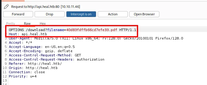 la exportación del PDF acaba en una petición a la API que indica el fichero a descargar