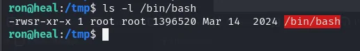 ls -l /bin/bash muestra los permisos -rwsr-xr-x con la s del bit SUID