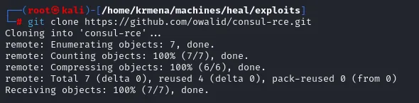 git clone del repositorio owalid/consul-rce
