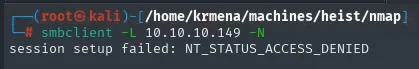 smbclient con sesión nula denegada: NT_STATUS_ACCESS_DENIED