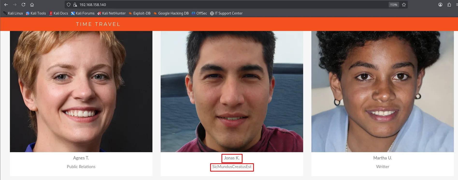 La ficha de Jonas K. en la web expone SicMundusCreatusEst