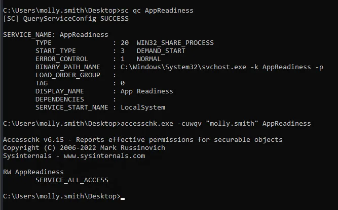 accesschk marca AppReadiness