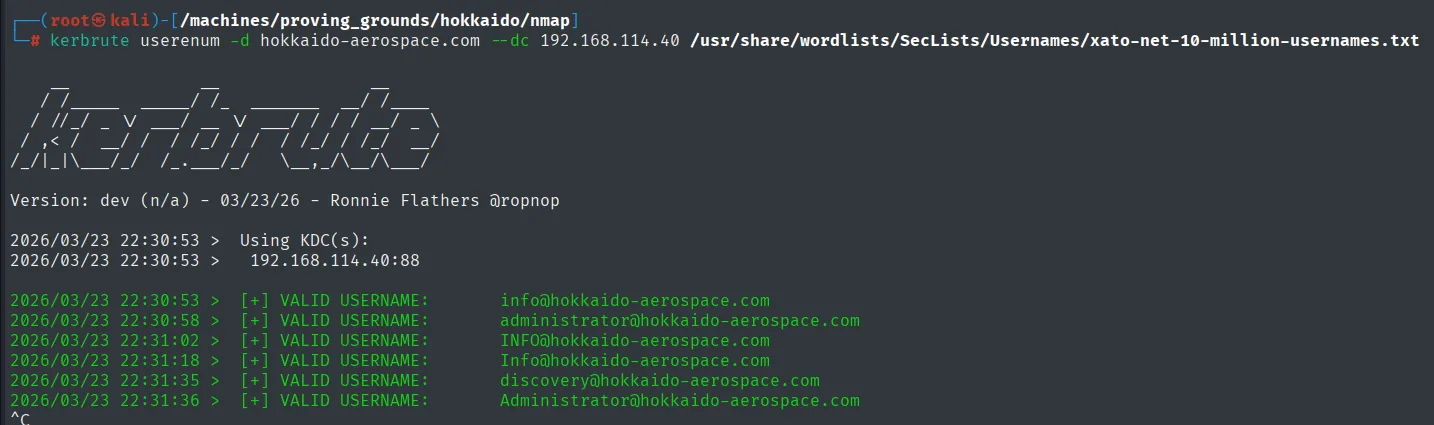 Kerbrute valida info, administrator y discovery