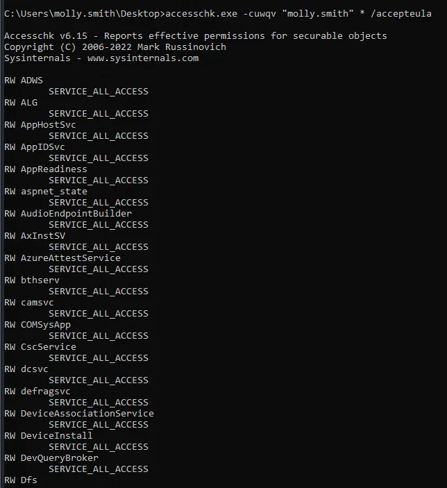 Decenas de servicios con SERVICE_ALL_ACCESS