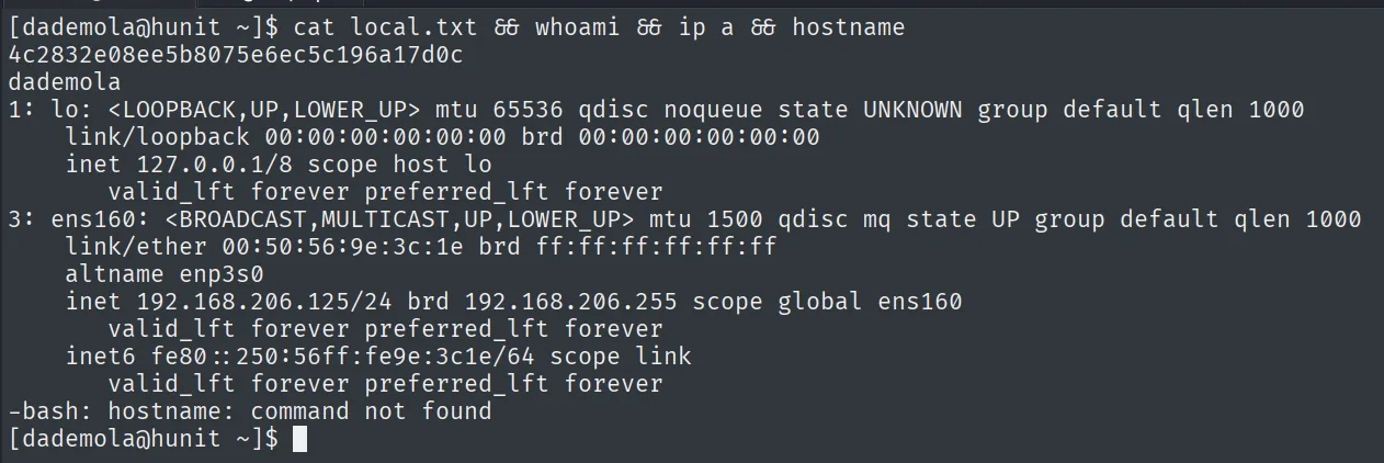 local.txt leída como dademola en hunit (192.168.206.125)