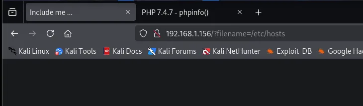 La misma URL apuntando a otro fichero del sistema devuelve una página completamente en blanco
