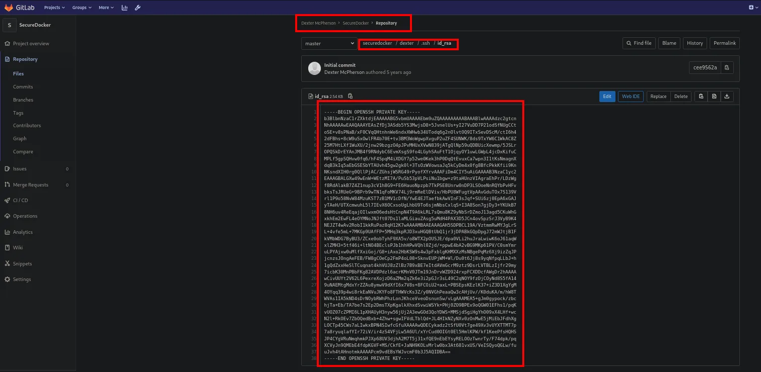 proyecto privado de dexter con su SSH key