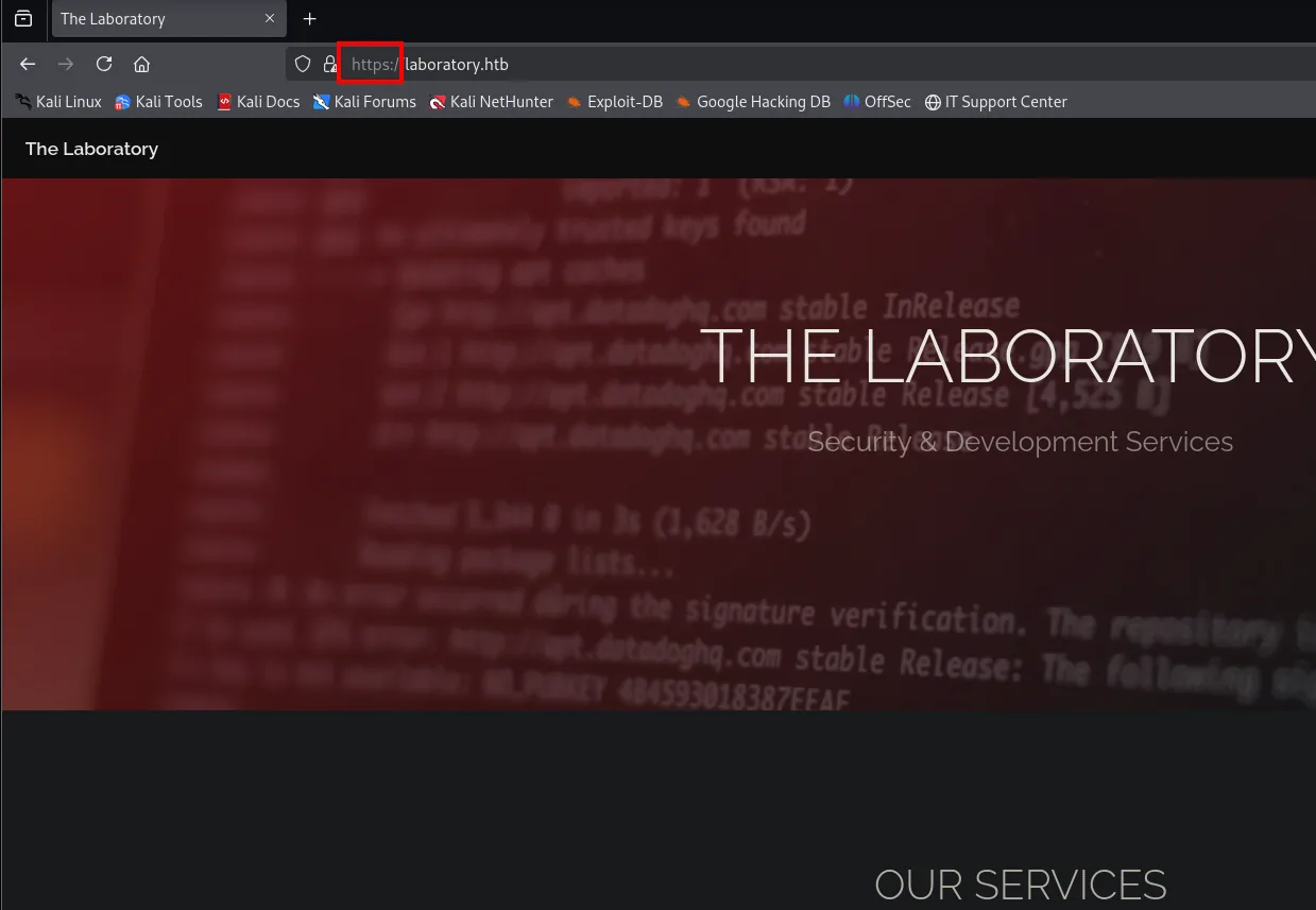 laboratory.htb: web corporativa estática sin nada útil