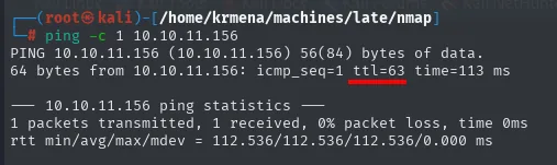 ping a Late: TTL 63 confirma Linux