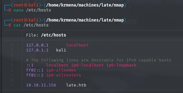 /etc/hosts con late.htb apuntando a 10.10.11.156