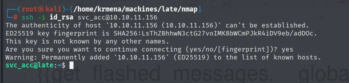 SSH como svc_acc exitoso