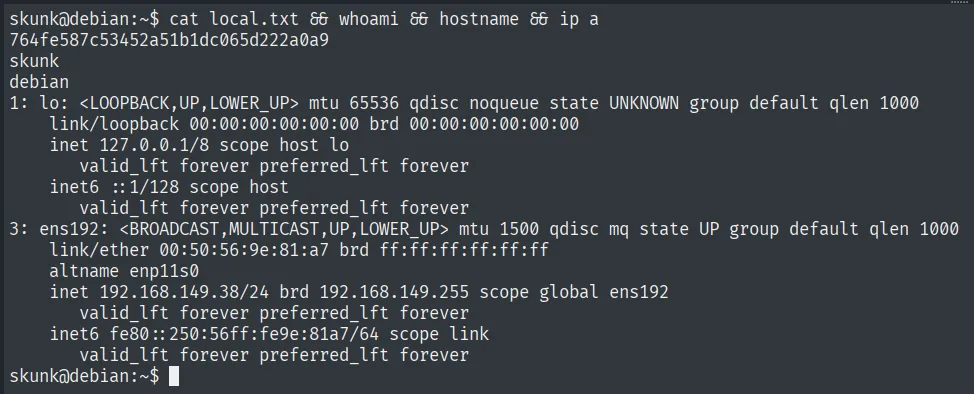 local.txt leída como skunk en LaVita (debian)