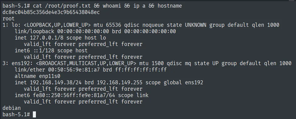 proof.txt leída como root en LaVita