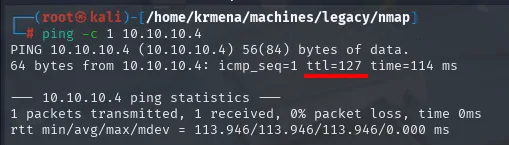 ping a 10.10.10.4: ttl=127 apunta a Windows