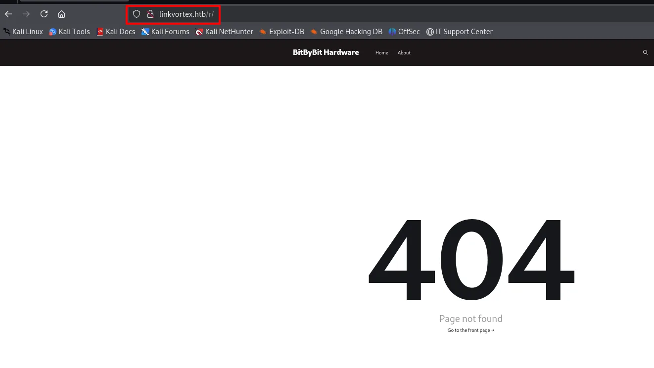 linkvortex.htb/r/ cierra la serie con el tercer 404