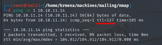 ping a 10.10.11.14: ttl=127 apunta a Windows