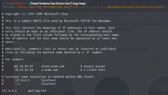 LFI confirmada: se lee C:\Windows\System32\drivers\etc\hosts