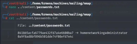 passwords.txt: 841bb5... → homenetworkingadministrator