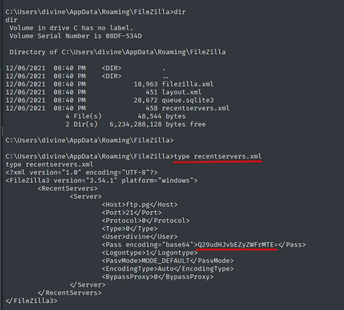 recentservers.xml con Pass encoding="base64"