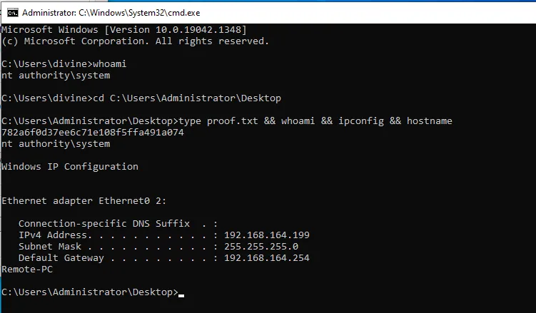 proof.txt como SYSTEM