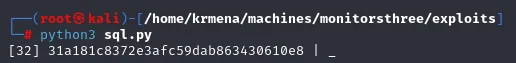 el script devuelve un hash de 32 caracteres hexadecimales