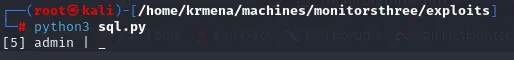 el script devuelve la longitud 5 y a continuacion el nombre admin