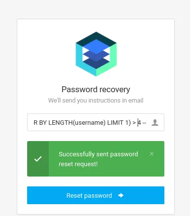 con > 4 el formulario responde Successfully sent password reset request!