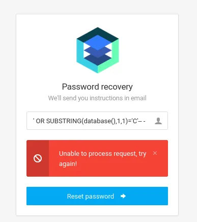 el mismo formulario responde en rojo Unable to process request, try again!