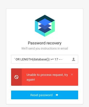 con >= 17 el formulario responde Unable to process request, try again!