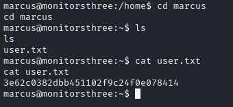 su marcus y lectura de user.txt