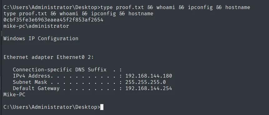 proof.txt como Administrator