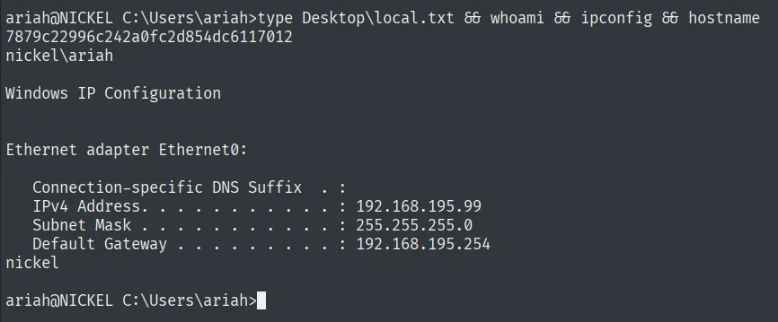 local.txt leída como nickel\ariah