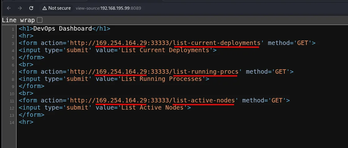 Código fuente: formularios hacia :33333/list-current-deployments, /list-running-procs y /list-active-nodes