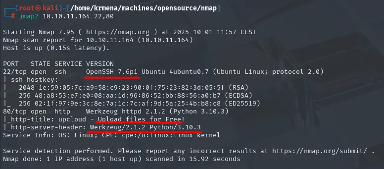 nmap -sCV: OpenSSH 7.6 y Werkzeug 2.1.2 / Python 3.10.3