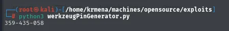 python3 werkzeugPinGenerator.py imprimiendo 359-435-058