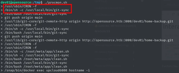 procmon.sh captura un cron que ejecuta git-sync