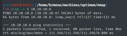 ping a 10.10.10.8: ttl=127 apunta a Windows