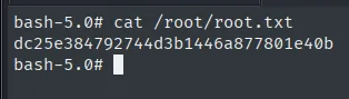 cat /root/root.txt tras la escalada