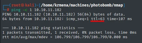 ping a 10.10.11.182: ttl=63 apunta a Linux