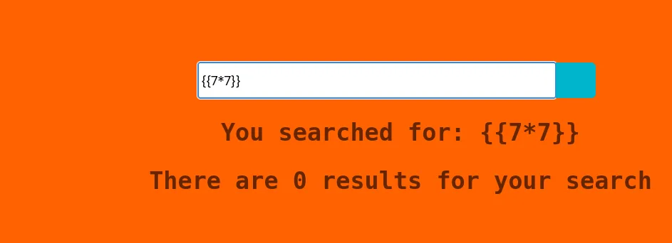 la búsqueda {{7*7}} devuelve "You searched for: {{7*7}}", sin evaluar