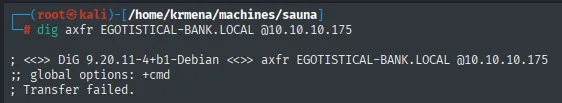 dig axfr devolviendo "; Transfer failed."